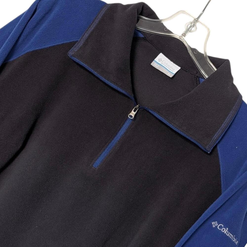Columbia Sweater Womens XL Black Blue Half Zip Fleece Pullover Colorblock Hiking